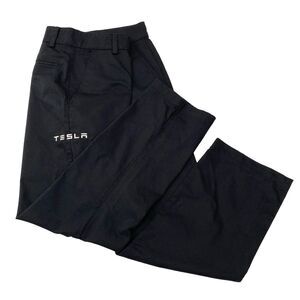 Tesla Pants Mens 32x30 Black Straight Leg Embroidered Spellout Authentic